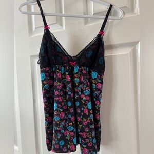 La SENZA Black Floral Lace Cami Tank M